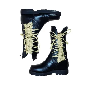 Raphia & Leather Boots