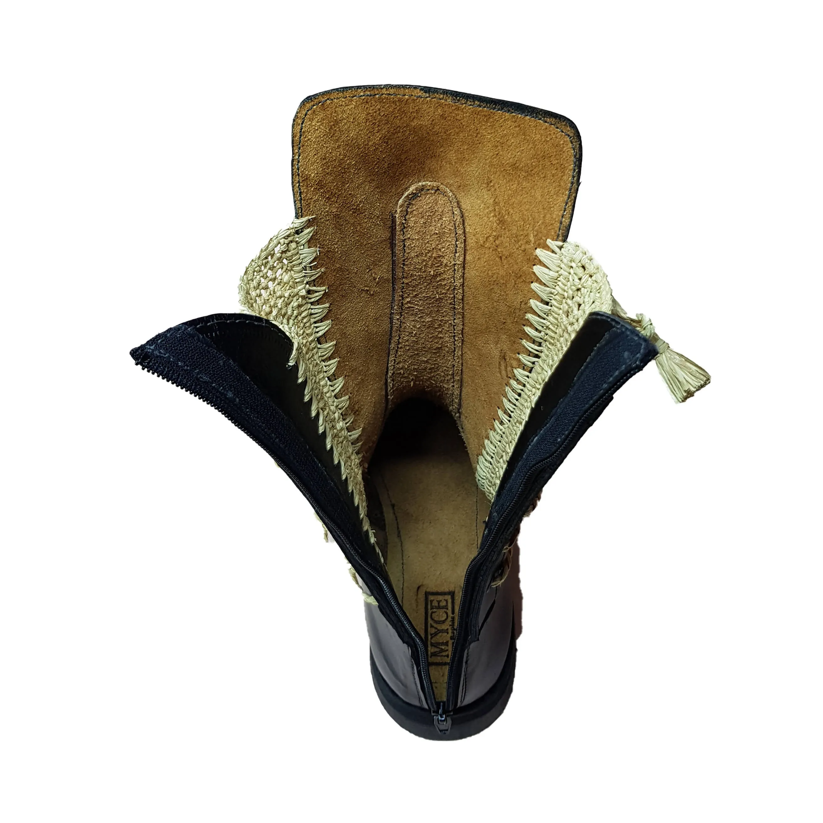 Raphia & Leather Boots
