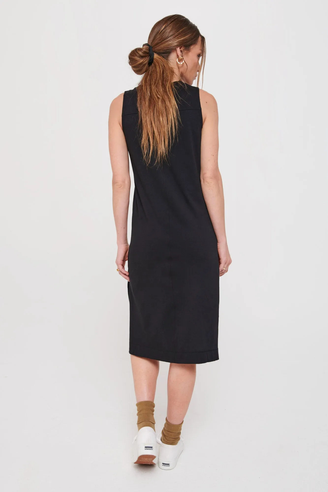 Relaxed Midi Muscle Dress (Jet Black)