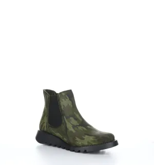 SALV195FLY Military Green Round Toe Ankle Boots