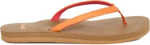 Sanuk Yoga Joy | Flip Flops for Women | Yoga Sandals For Women | Women's Beach Sandals | Memory Foam Footbed, Papaya, 9