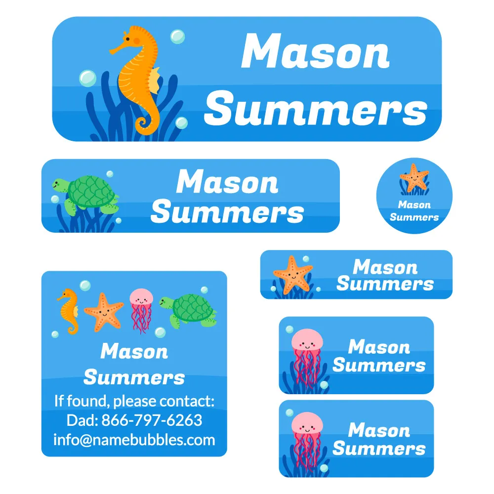 Sea Animals School Labels Pack