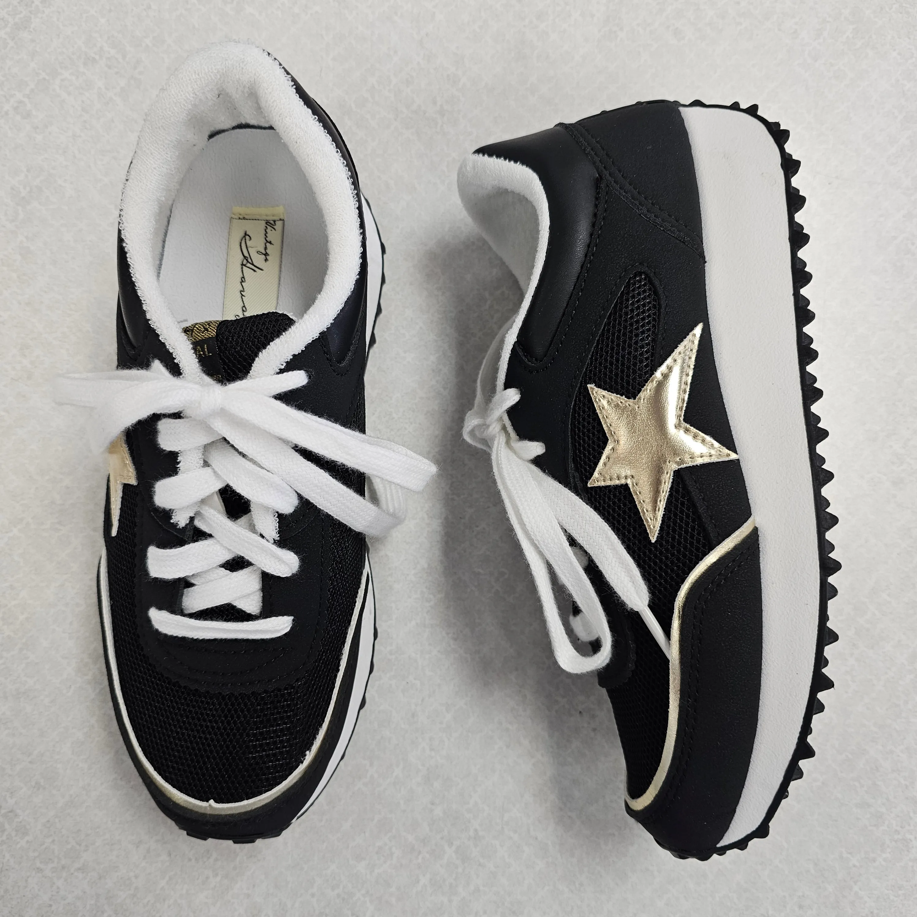Shoes Sneakers By Vintage Havana In Black & Gold, Size:7.5