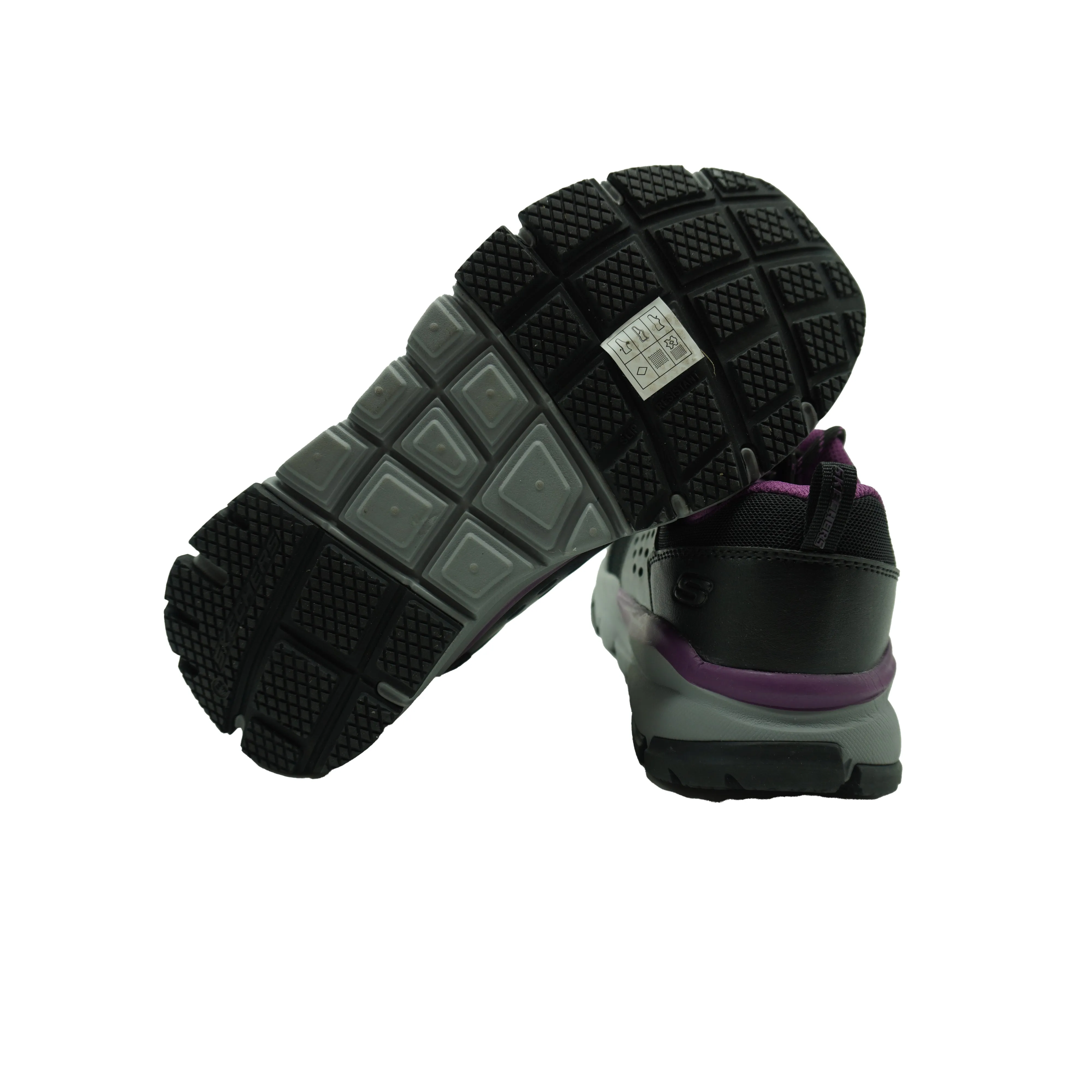 Skechers Women's Soven Corrick Alloy Toe Work Shoes Black Purple Size 8 Wide
