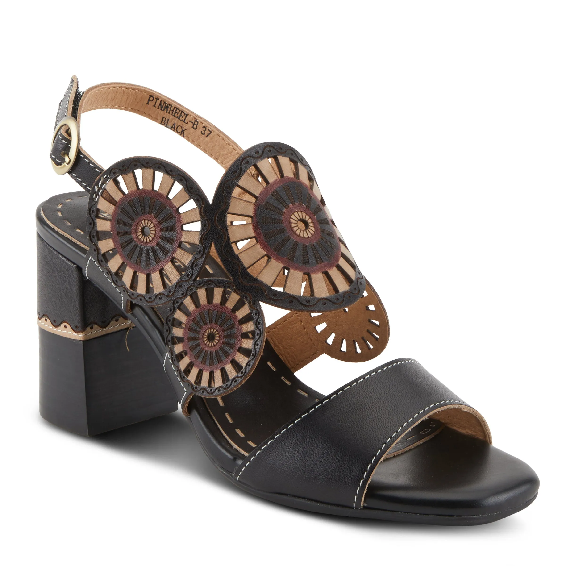 Spring Step Shoes  L'Artiste Pinwheel Sandals Women’s Leather 3 1/4" Heel