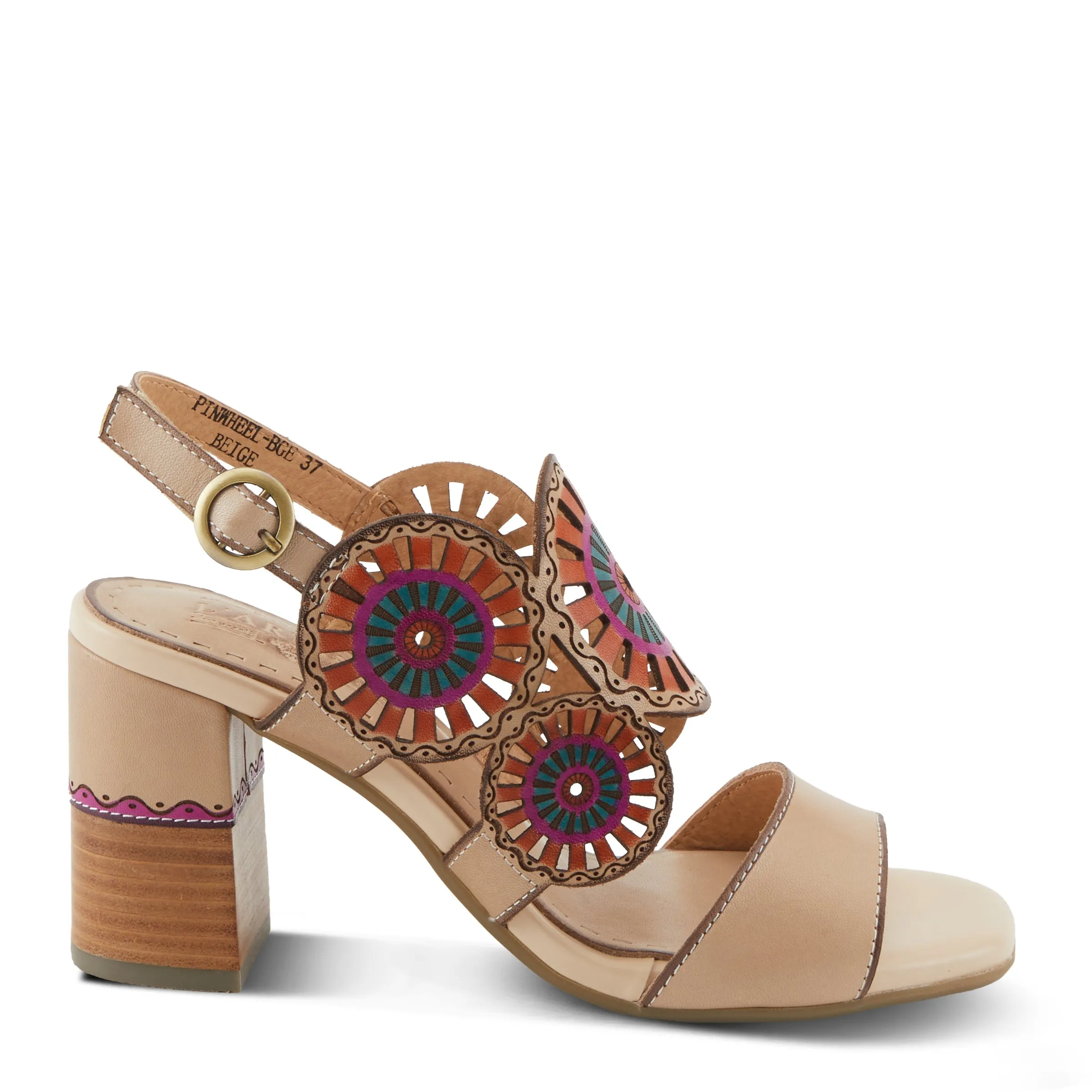Spring Step Shoes  L'Artiste Pinwheel Sandals Women’s Leather 3 1/4" Heel