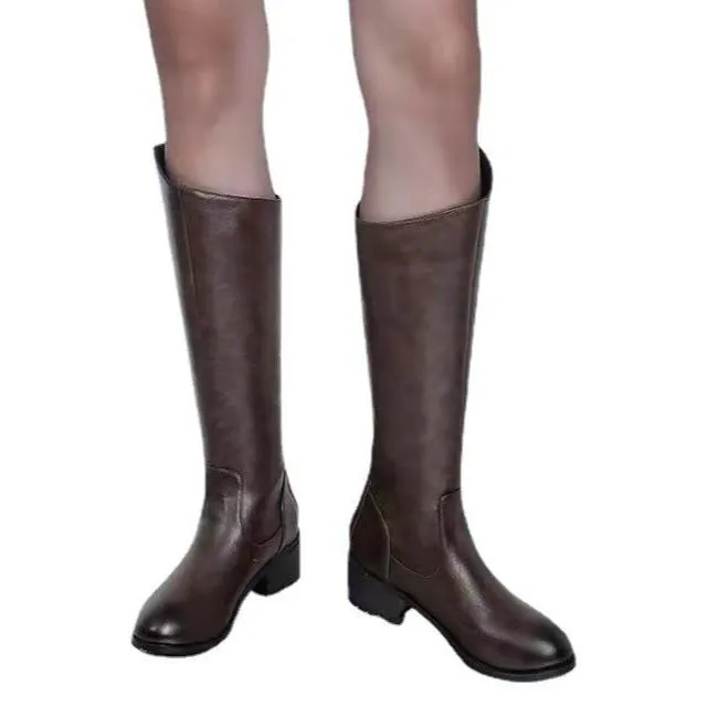 Square heel riding boots | Slim fit tall knight boots