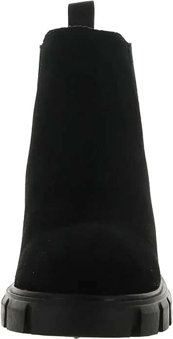 Steve Madden Howler Black Suede Fashion Pull On Block Heel Platform Ankle Boots