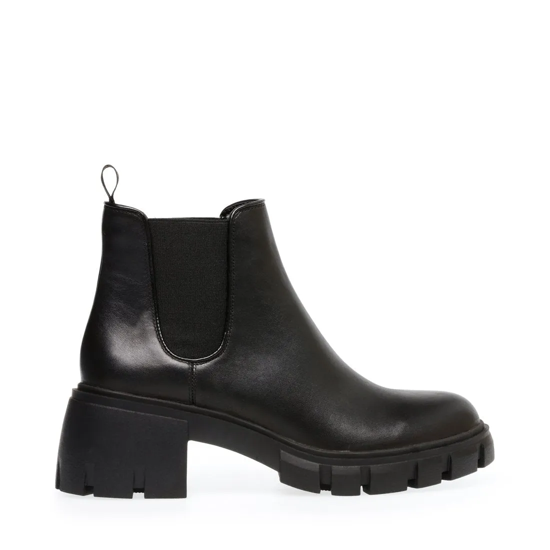 Steve Madden Women's Howler Block Heel Platform Ankle Boots Black Leather (7, BLACK)