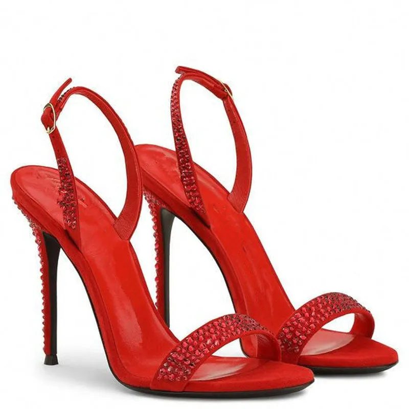Summer Sequin Buckle Rivet Open Toe High Heel Sandals