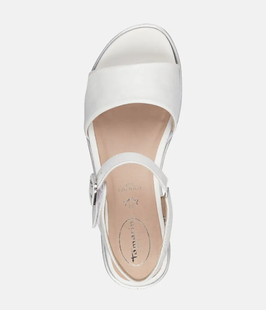 Tamaris Stylish White Combi Wedge Sandals