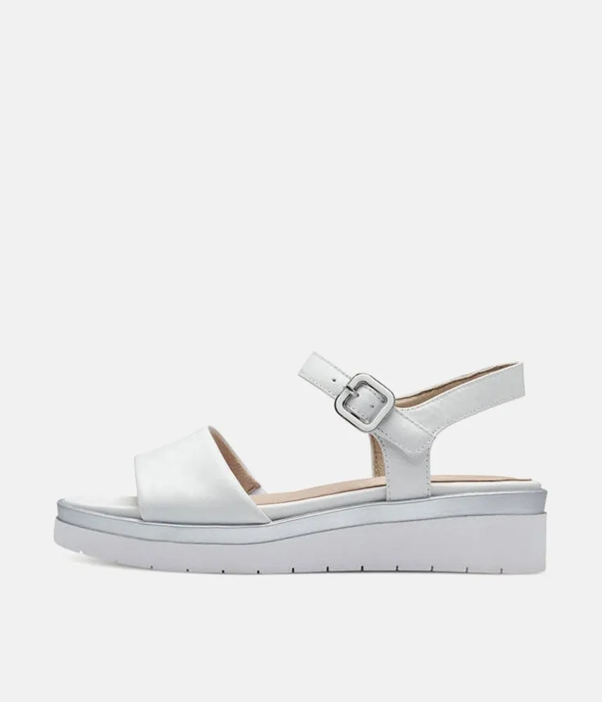 Tamaris Stylish White Combi Wedge Sandals