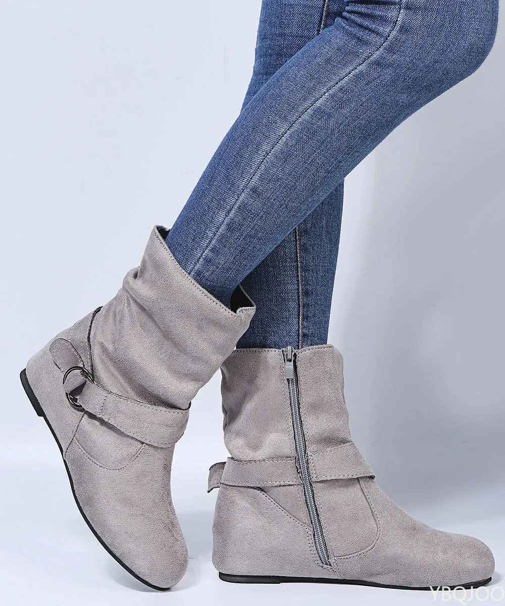 Trendy Belt Buckle Ankle Boots