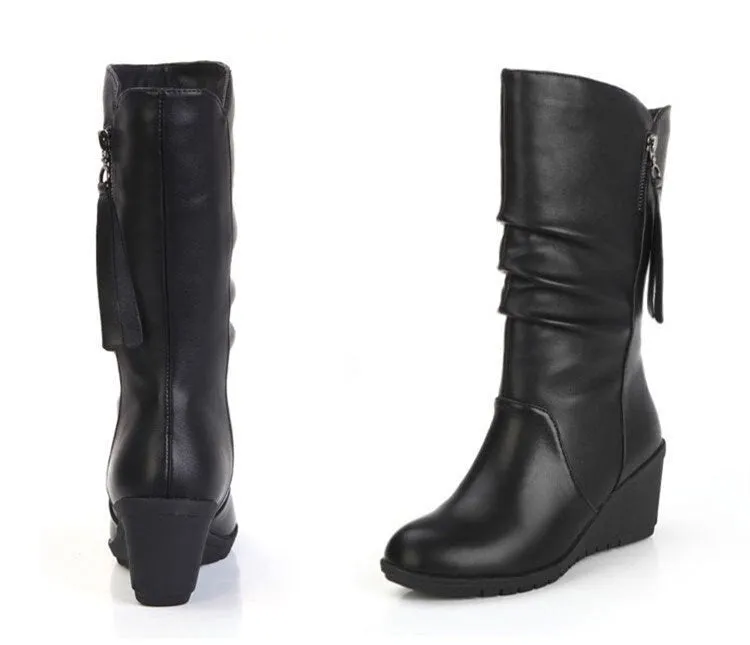 Trendy Round Heel Wedge Boots