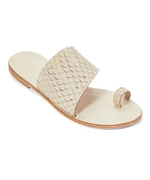 Wilshire Blvd - Classic Slide with Toe Loop And Real Fish Scale Leather | Natural