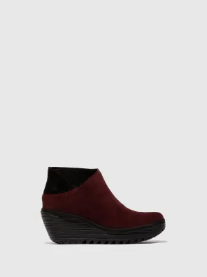 Zip Up Ankle Boots YEGO400FLY WINE/BLACK